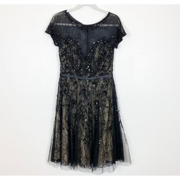 Basix Black Label Sequin Beaded Lace Dress Size 6 - Picture 2 of 13